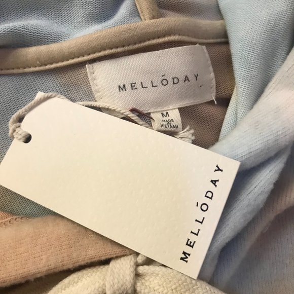 Melloday Tie Dye Kangaroo Pocket Hoodie Blue Orange Size Medium NWT - Picture 9 of 11